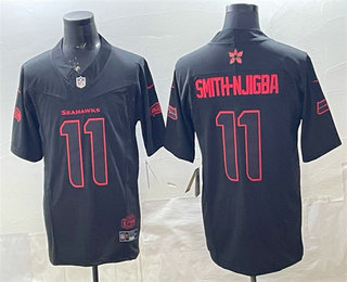 Men's Seattle Seahawks #11 Jaxon Smith-Njigba Limited Black Stranger Things Stuck In The Upside Down Football Jersey
