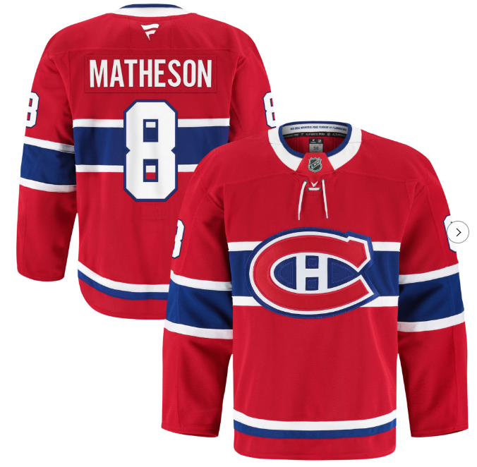 Men's Montreal Canadiens #8 MIKE MATHESON Fanatics Home Red Jersey