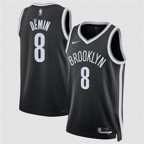 Men's Brooklyn Nets #8 Egor Demin Black Icon Edition Stitched Basketball Jersey