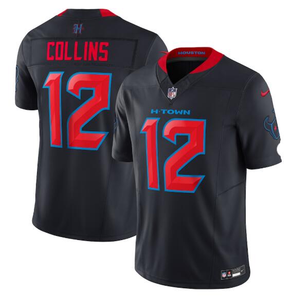Men's Houston Texans #12 Nico Collins Nike Navy Alternate 2 Vapor F.U.S.E. Limited Jersey