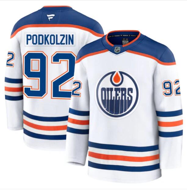Men's Vasily Podkolzin Edmonton Oilers #92 Fanatics Premium Away White Jersey