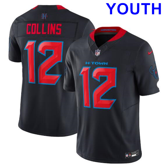 Youth Houston Texans #12 Nico Collins Nike Navy Alternate 2 Vapor F.U.S.E. Limited Jersey