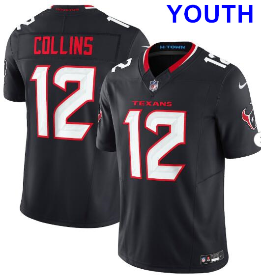 Youth Houston Texans #12 Nico Collins Nike Navy Team Vapor F.U.S.E. Limited Jersey