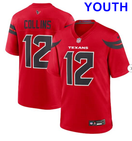 Youth Houston Texans #12 Nico Collins Nike Red Alternate Game Jersey