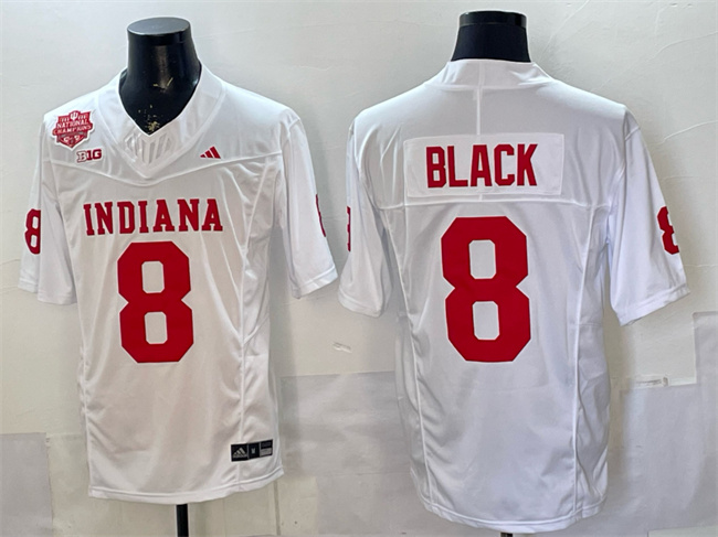 Men's Indiana Hoosiers #8 Kaelon Black White F.U.S.E. 2025 National Champions Patch Stitched Football Jersey