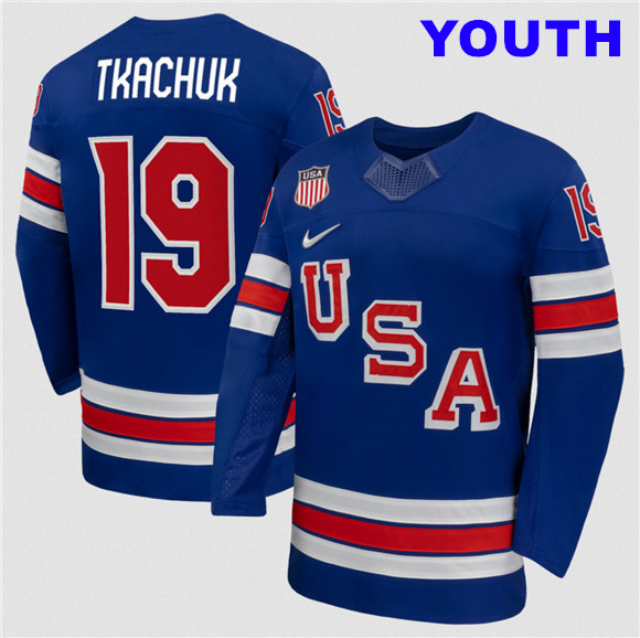 Youth USA #19 Matthew Tkachuk Royal 2026 Stitched Jersey