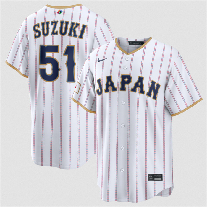 Men's Japan Baseball #51 Seiya Suzuki White 2026 World Baseball Classic Home Stadium Stitched Jersey