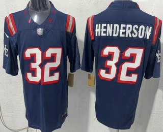 Men's New England Patriots #32 TreVeyon Henderson Limited Navy Rivalries FUSE Vapor Jersey