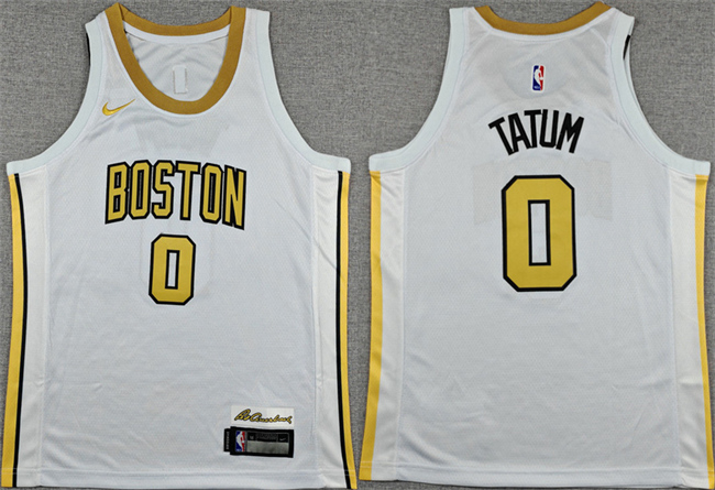 Youth Boston Celtics #0 Jayson Tatum White 2025 City Edition Stitched Jersey