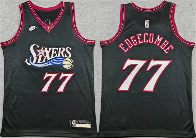Youth Philadelphia 76ers #77 V. J. Edgecombe Black 2025-26 Classic Edition Stitched Jersey