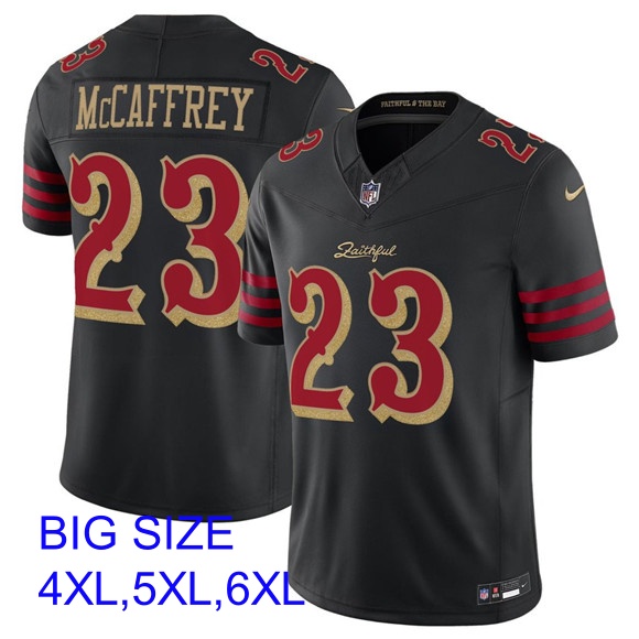 Big Size Men's San Francisco 49ers #23 Christian McCaffrey Black 2025 F.U.S.E. “Rivalries” Vapor Limited Football Stitched Jersey