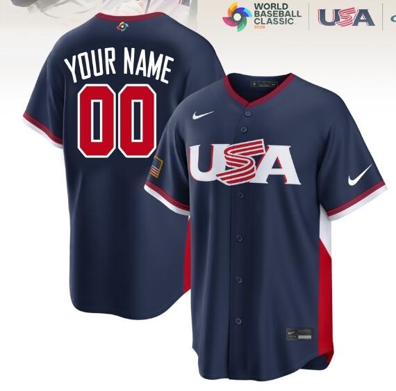 USA Baseball Custom Navy Blue 2026 World Baseball Classic Stadium Stitched Jersey