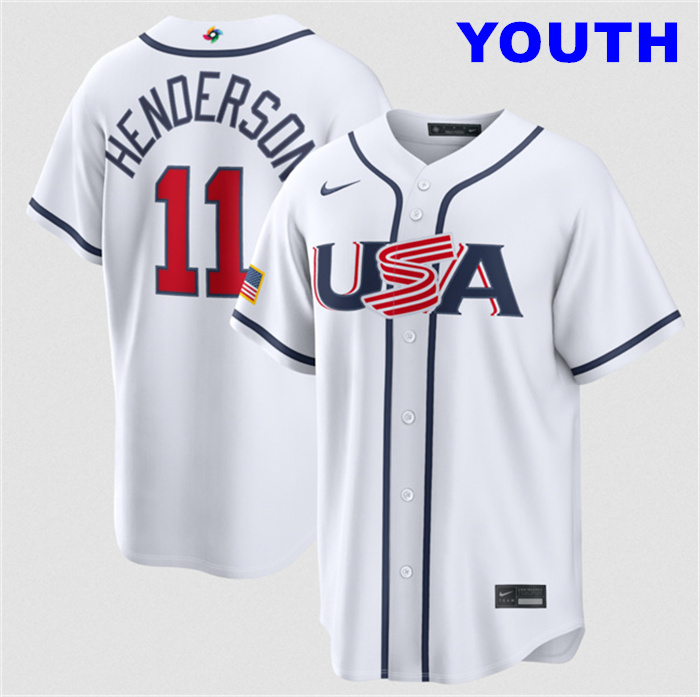 Youth USA Baseball #11 Gunnar Henderson White 2026 World Baseball Classic Home Stadium Stitched Jersey