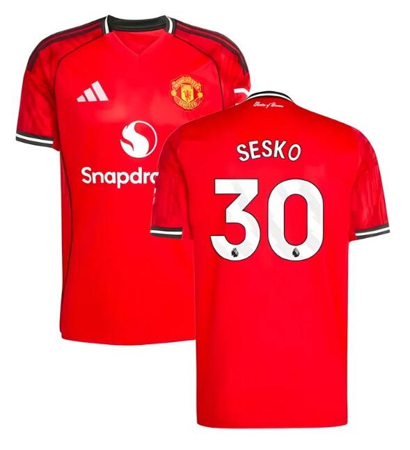 Men's Manchester United #30 Sesko 2025-26 Home Soccer Shirt AAA Jerseys
