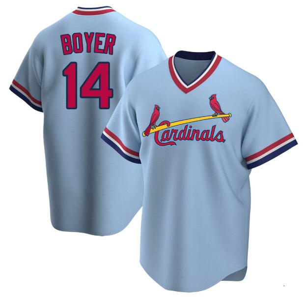 Men's Ken Boyer #14 St. Louis Cardinals Light Blue Road Cooperstown Collection Jersey
