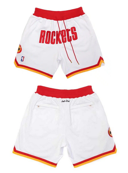 Mens Houston Rockets White Shorts (Run Small)