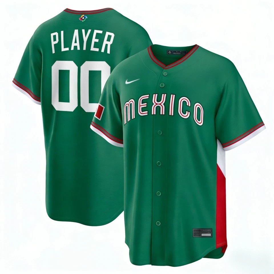 Mexico Baseball Custom Nike Away Green 2026 World Baseball Classic Road Stadium Jersey
