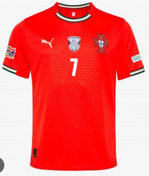 Men's Portugal #7 Cristiano Ronaldo With Patches Nations League 2025 Final Spain Soccer AAA jersey