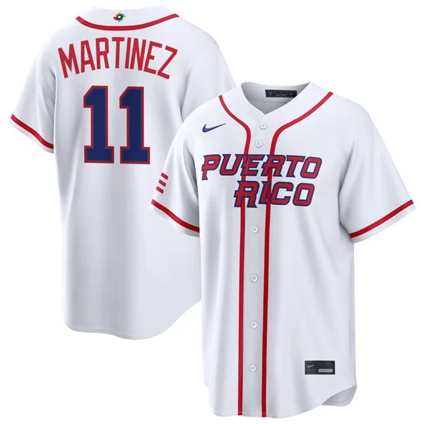 Puerto Rico Baseball #11 Edgar Martinez Nike White Home 2026 World Baseball Classic Limited Jersey