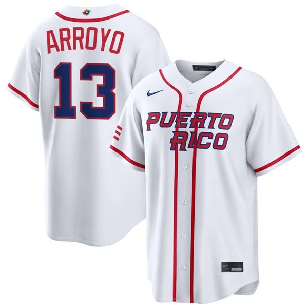 Puerto Rico Baseball #13 Edwin Arroyo Nike White Home 2026 World Baseball Classic Limited Jersey