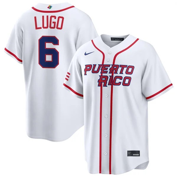 Puerto Rico Baseball #6 Matthew Lugo Nike White Home 2026 World Baseball Classic Limited Jersey