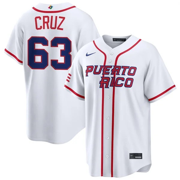 Puerto Rico Baseball #63 Fernando Cruz Nike White Home 2026 World Baseball Classic Limited Jersey