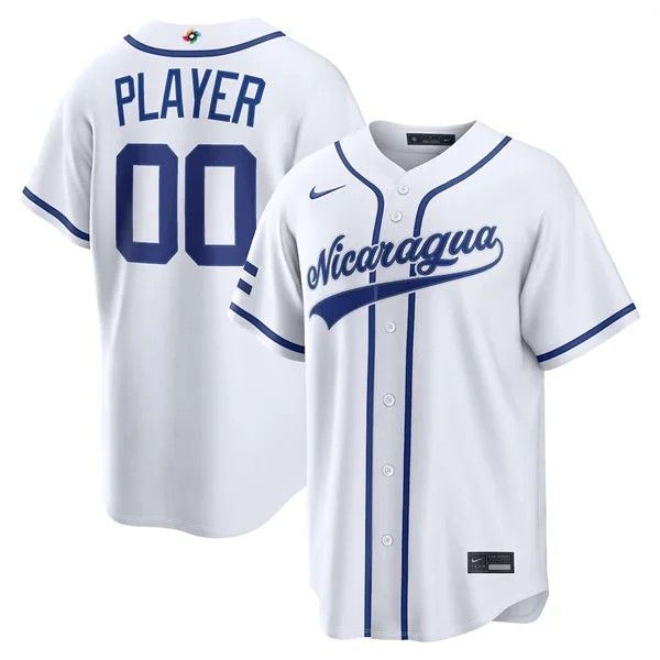 Custom Nicaragua Baseball Nike White Home 2026 World Baseball Classic Stadium Jersey