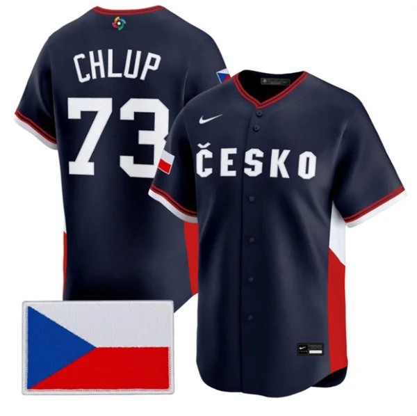 Men's Czech Republic Baseball #73 Marek Chlup Nike Navy 2026 World Baseball Classic Jersey