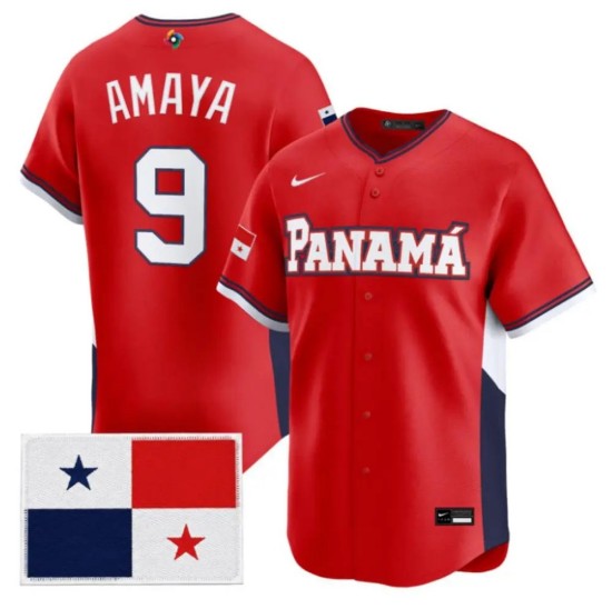 Panama Baseball #9 Miguel Amaya 2026 World Baseball Red Limited Jersey