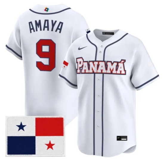 Panama Baseball #9 Miguel Amaya 2026 World Baseball White Home Limited Jersey