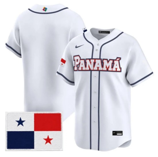 Panama Baseball Blank 2026 World Baseball White Home Team Jersey