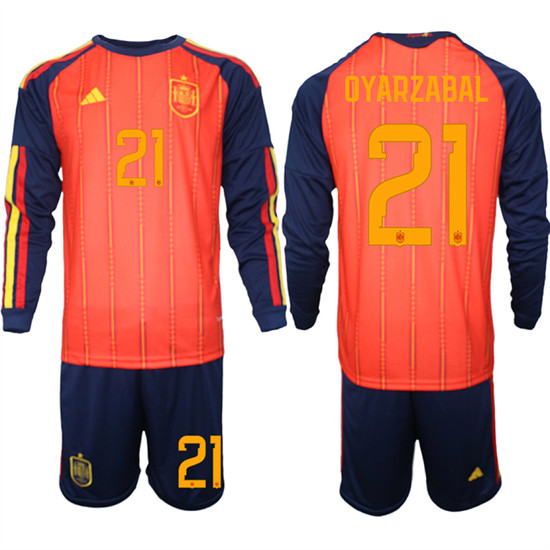 Men's Spain #21 OYARZABAL National Team FIFA x World Cup 2026 Long Sleeve Home Red On Field Jerseys
