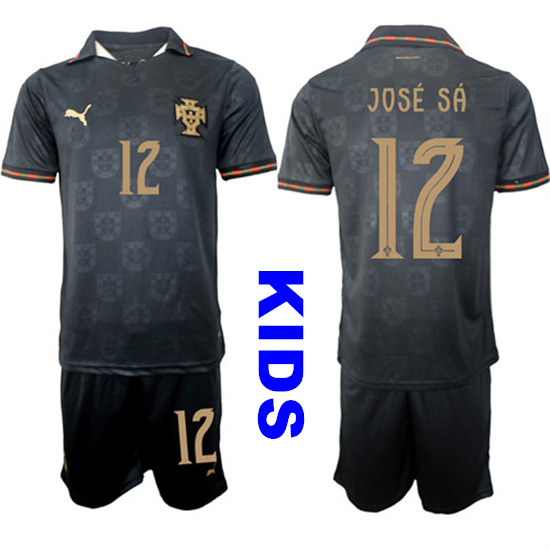 Youth Portugal #12 JOSE SA National Team FIFA x World Cup 2026 Away Gray On Eusebio special edition Kids Jersey