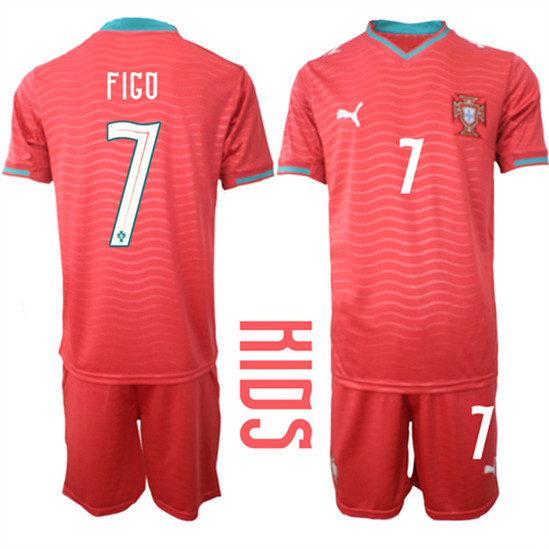 Youth Portugal #FIGO National Team FIFA x World Cup 2026 Home Red On Eusebio special edition Kids Jersey