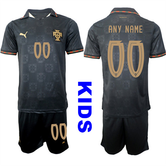 Youth Portugal Custom Any Name And Number National Team FIFA x World Cup 2026 Away Gray On Eusebio special edition Kids Jersey