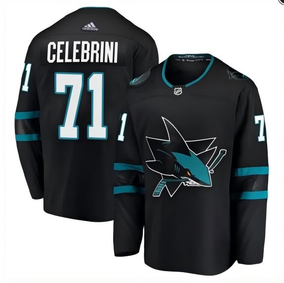 Men's San Jose Sharks #71 Macklin Celebrini Black Adidas Stitched Jersey