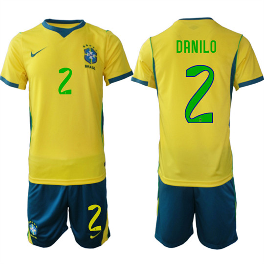 Men's Brazil #2 DANILO National Team FIFA x World Cup 2026 Home On Field Jersey