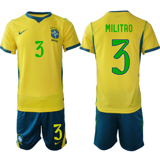 Men's Brazil #3 MILITAO National Team FIFA x World Cup 2026 Home On Field Jersey