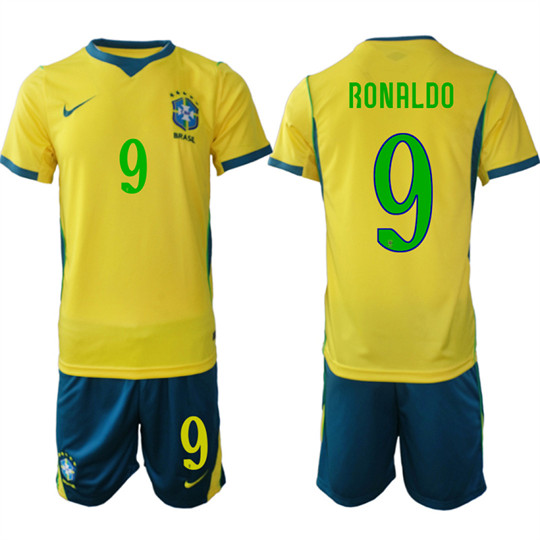 Men's Brazil #9 RONALDO National Team FIFA x World Cup 2026 Home On Field Jersey