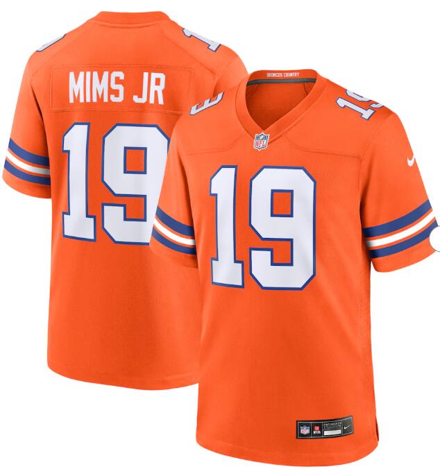 Men's Denver Broncos #19 Marvin Mims Jr Nike Orange Mile High Collection 1977 Throwback Player Game Jersey