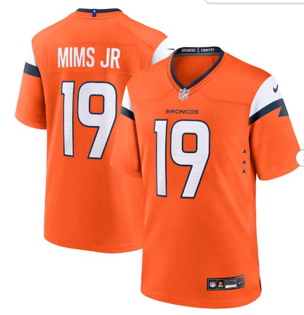 Men's Nike Marvin Mims Jr Orange #19 Denver Broncos Team Game Jersey