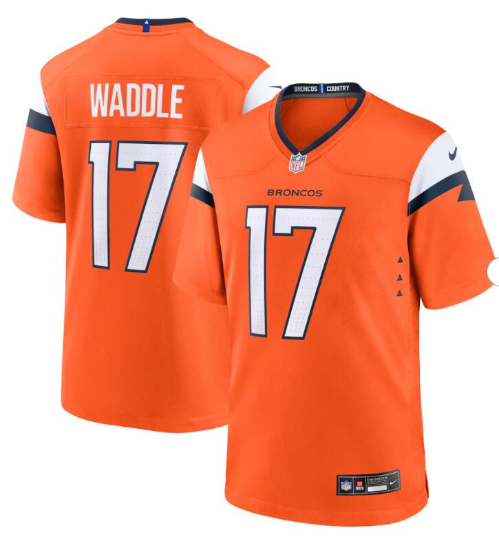 Men's Denver Broncos #17 Jaylen Waddle Nike Orange Game Jersey