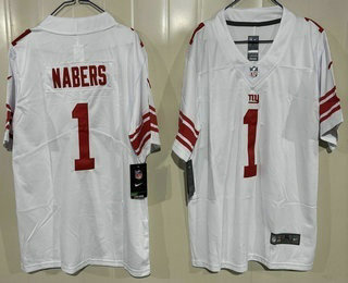 Youth New York Giants #1 Malik Nabers Limited White Vapor Jersey