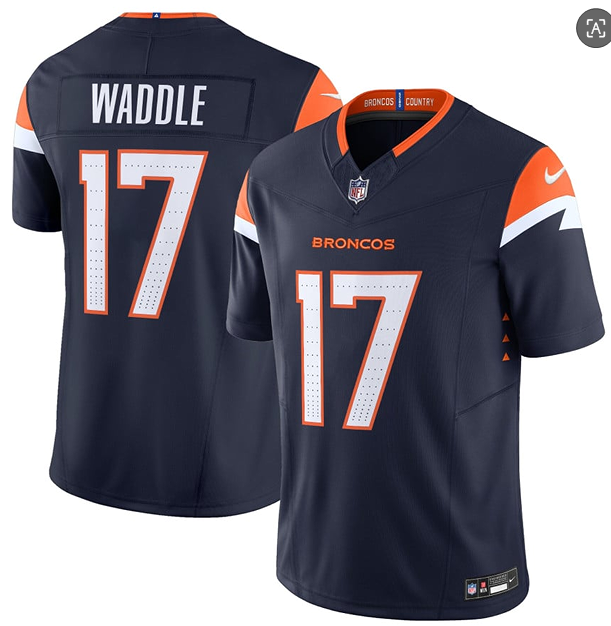 Men's Denver Broncos #17 Jaylen Waddle Navy 2026 F.U.S.E. Vapor Limited Stitched Football Jersey