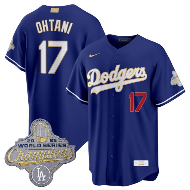 Men's Los Angeles Dodgers #17 Shohei Ohtani Royal 2026 Alternate Gold Collection Stadium Stitched Baseball Jersey