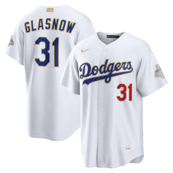 Men's Los Angeles Dodgers #31 Tyler Glasnow Nike White 2026 Gold Collection Stadium Jersey