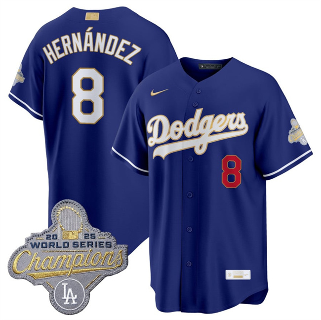 Men's Los Angeles Dodgers #8 Enrique Hernández Royal 2026 Alternate Gold Collection Stadium Stitched Baseball Jersey