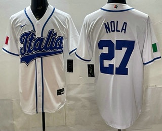 Men's Italy #27 Aaron Nola White 2026 World Baseball Classic Cool Base Jersey