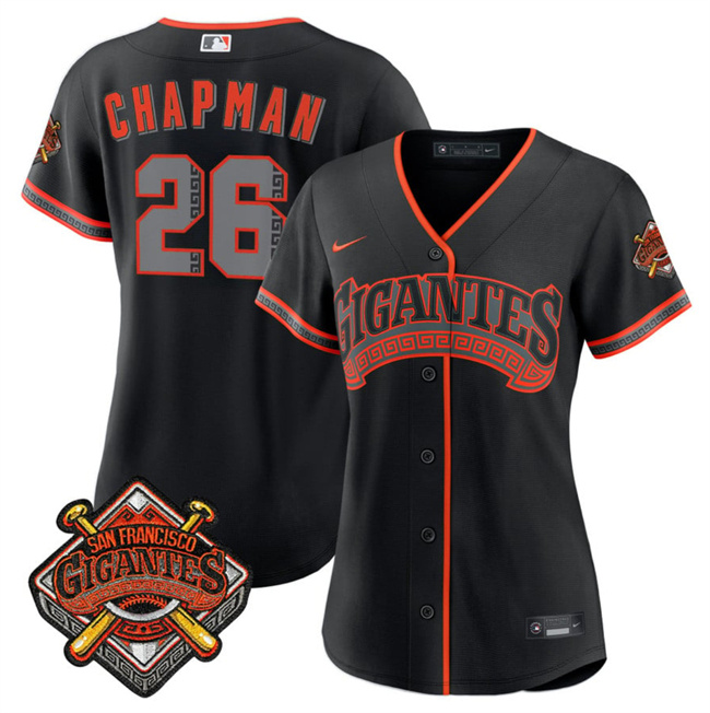 Women's San Francisco Giants #26 Matt Chapman Black 2026 Alternate Stadium Stitched Baseball Jersey(Run Small)