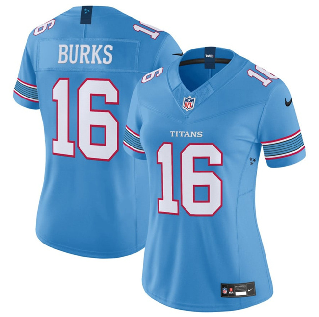 Women's Tennessee Titans #16 Treylon Burks Light Blue 2026 F.U.S.E. Vapor Limited Stitched Football Jersey(Run Small)